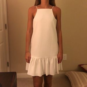 Zara White halter dress with ruffle hem